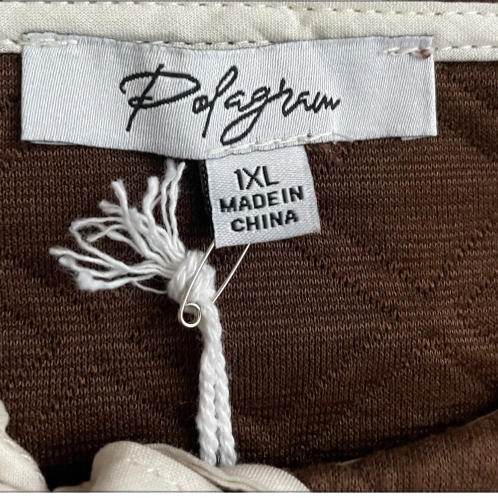 Polagram Ariel Quilted Knit Peplum Tie Top-Brown - Picture 4 of 4